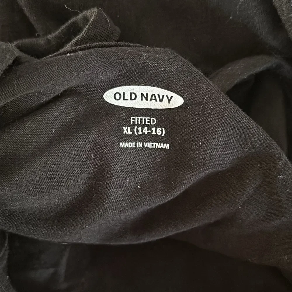 Old Navy Girls Black Fitted Tank Top Size XL (14-16) Sleeveless Cotton Blend